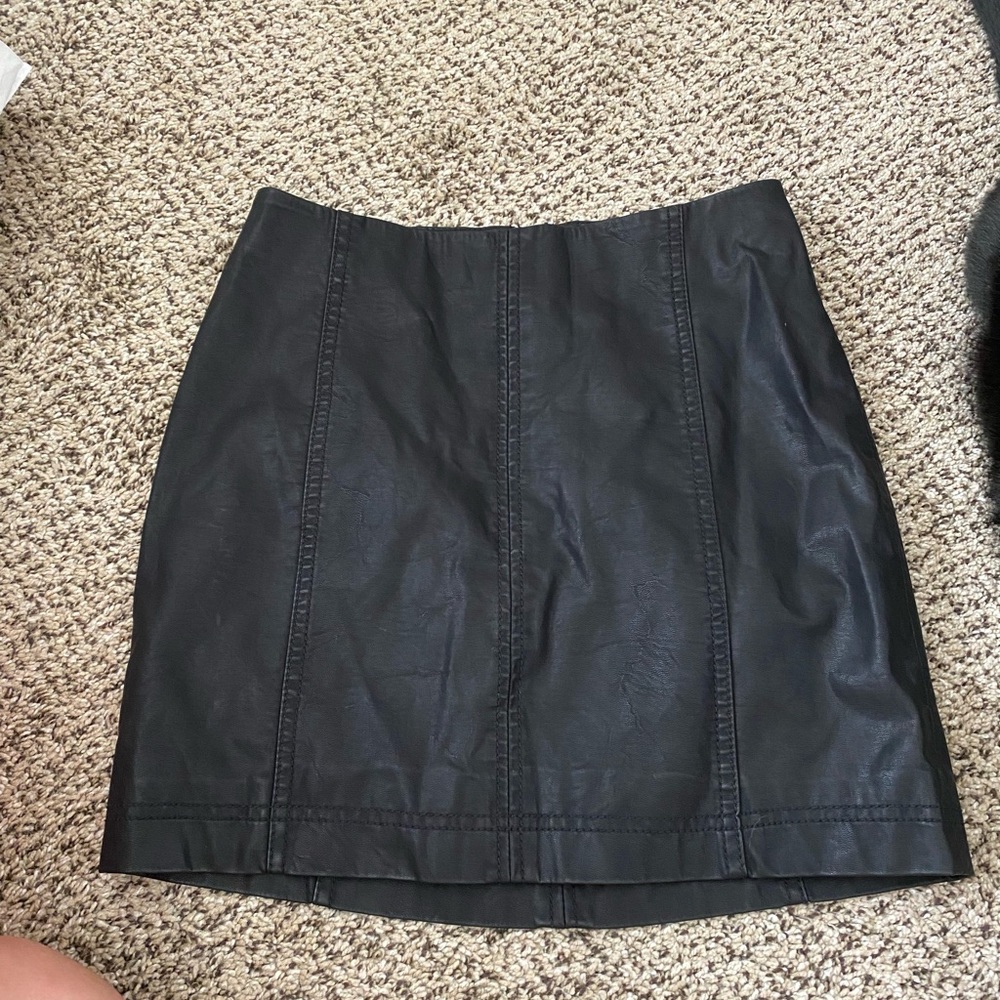 Free people black leather skirt